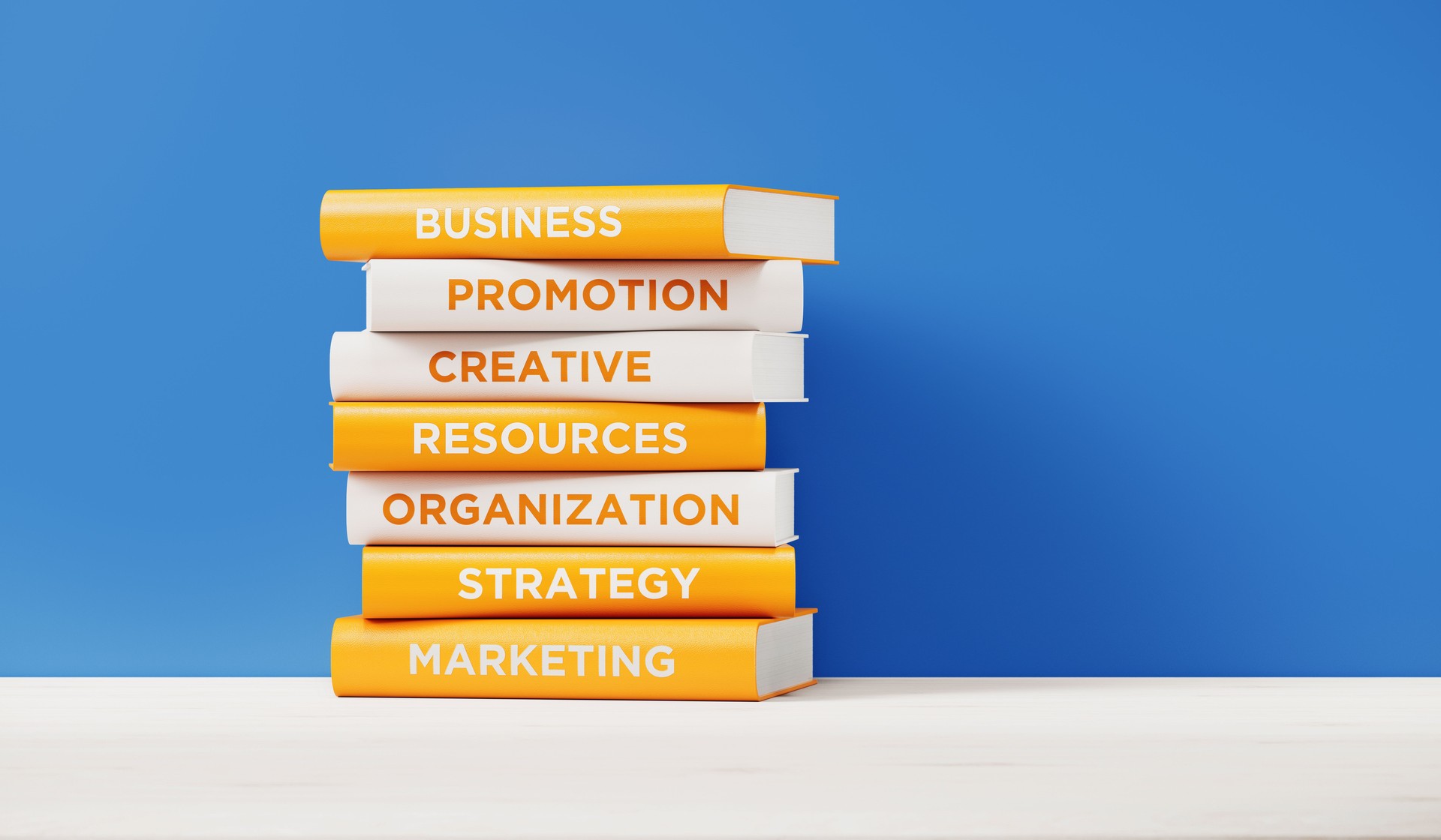 Books of  Business And Marketing In Front Grey Wall
